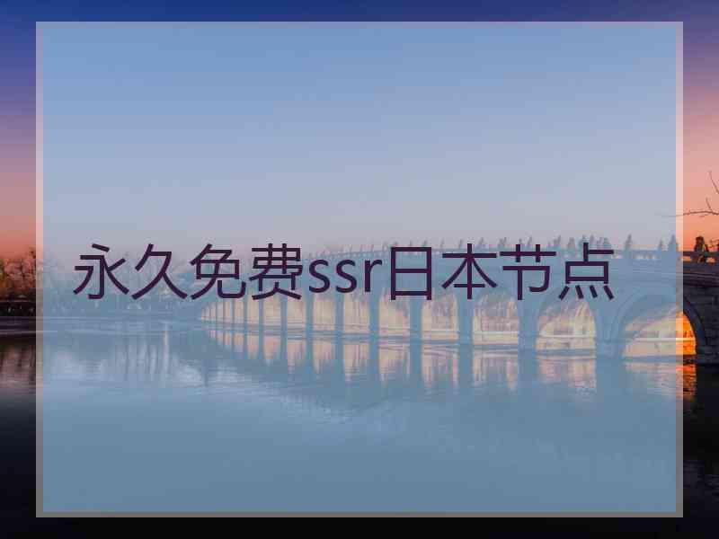 永久免费ssr日本节点
