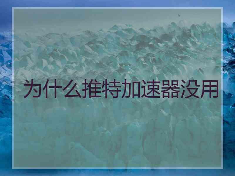 为什么推特加速器没用