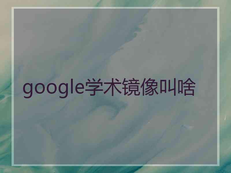 google学术镜像叫啥