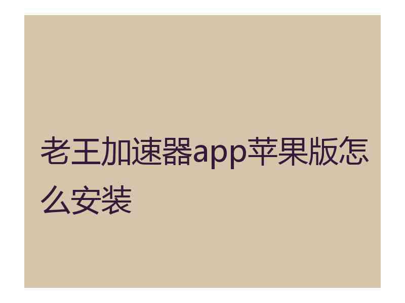 老王加速器app苹果版怎么安装