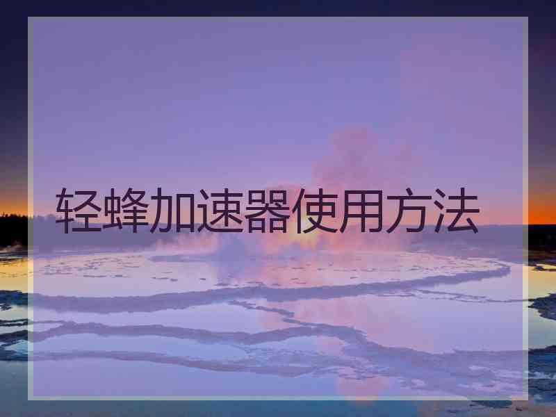 轻蜂加速器使用方法