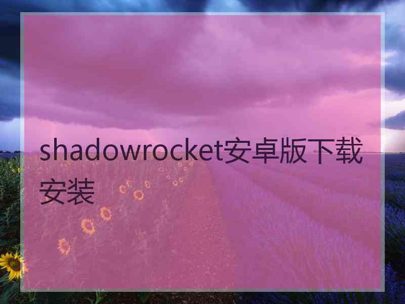 shadowrocket安卓版下载安装
